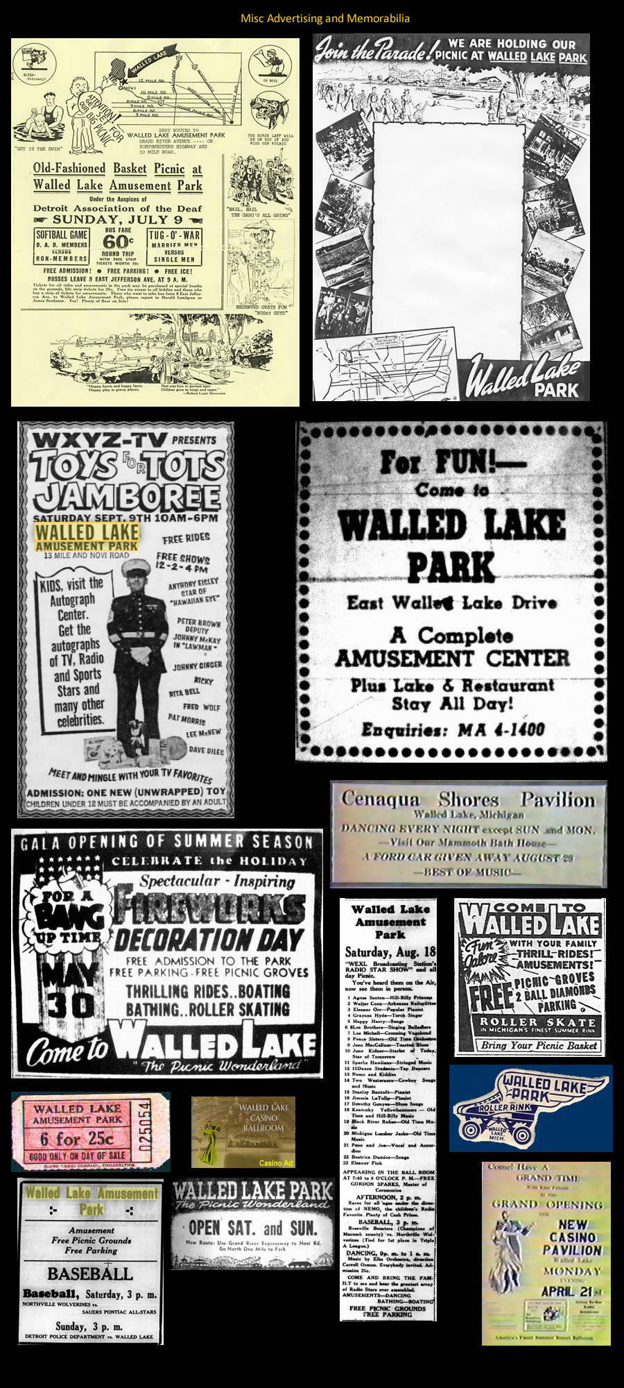 Walled Lake Amusement Park (Walled Lake Park) - Ads And Memorabilia (newer photo)
